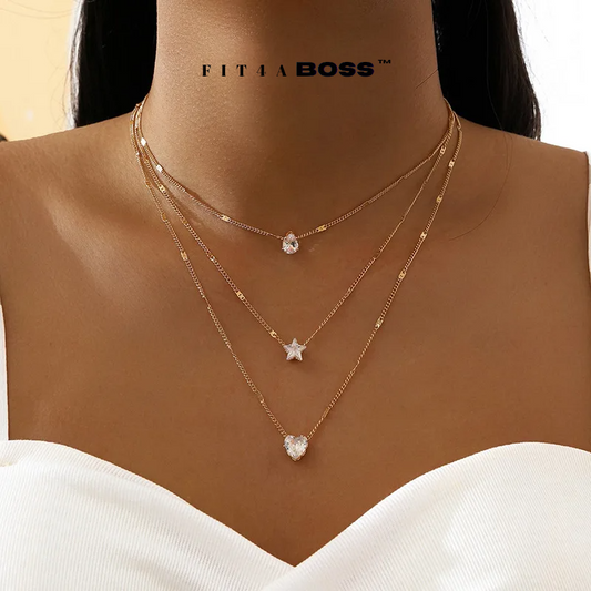 Crystal Zircon Charm Layered Necklace Fit4ABoss™