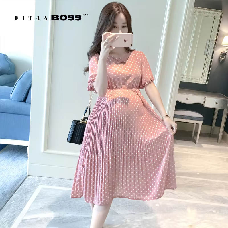 Dotted High Waist Maternity Dress Fit4ABoss™