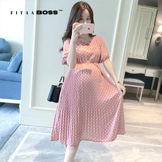 Dotted High Waist Maternity Dress Fit4ABoss™