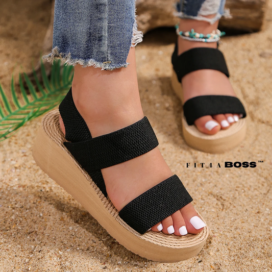 Black belt high-heeled sandals Fit4ABoss™