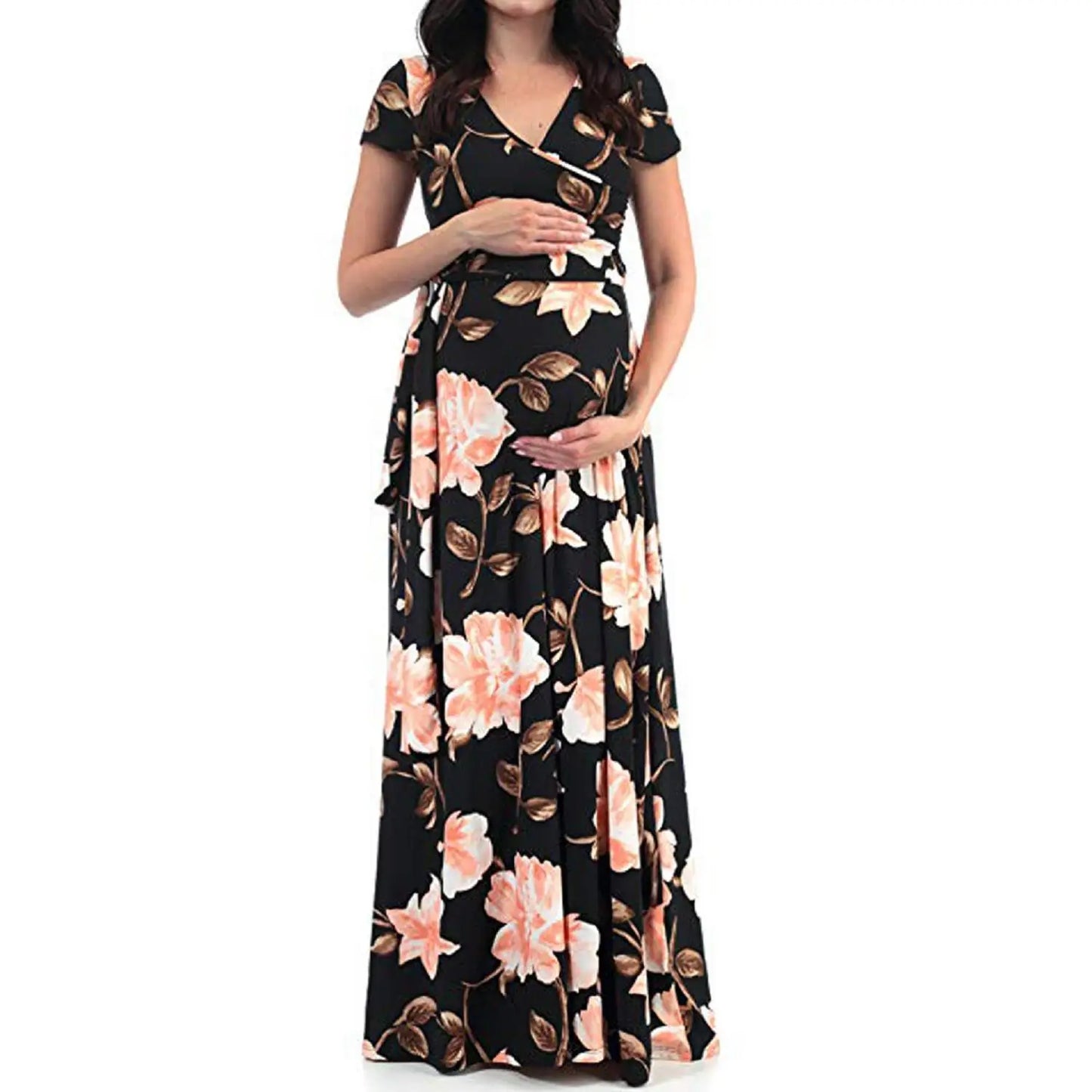 Floral Print Maternity Maxi Dress Fit4ABoss™