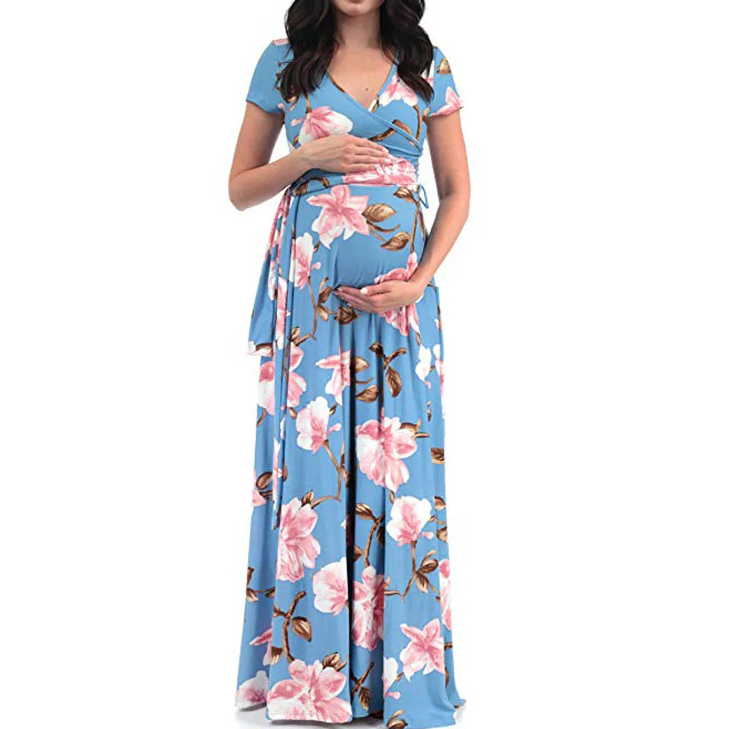 Floral Print Maternity Maxi Dress Fit4ABoss™