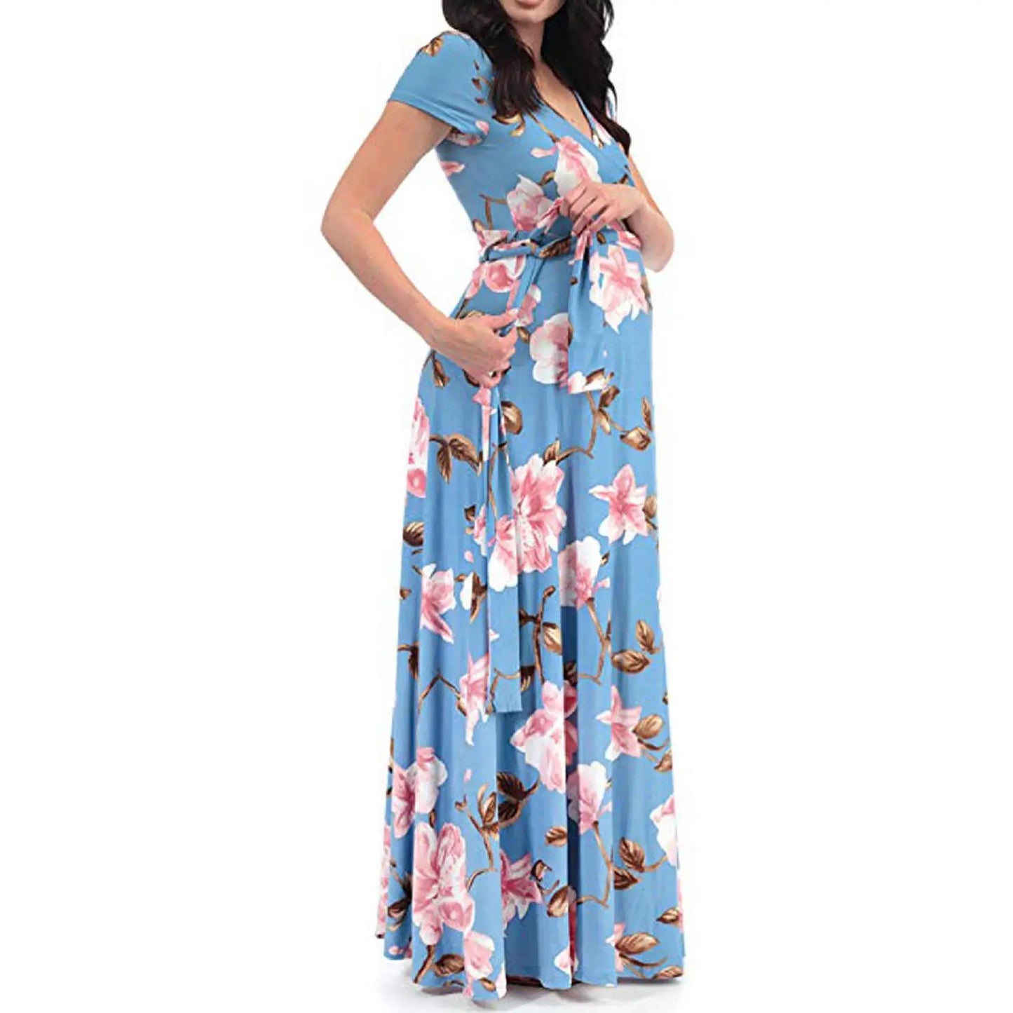 Floral Print Maternity Maxi Dress Fit4ABoss™