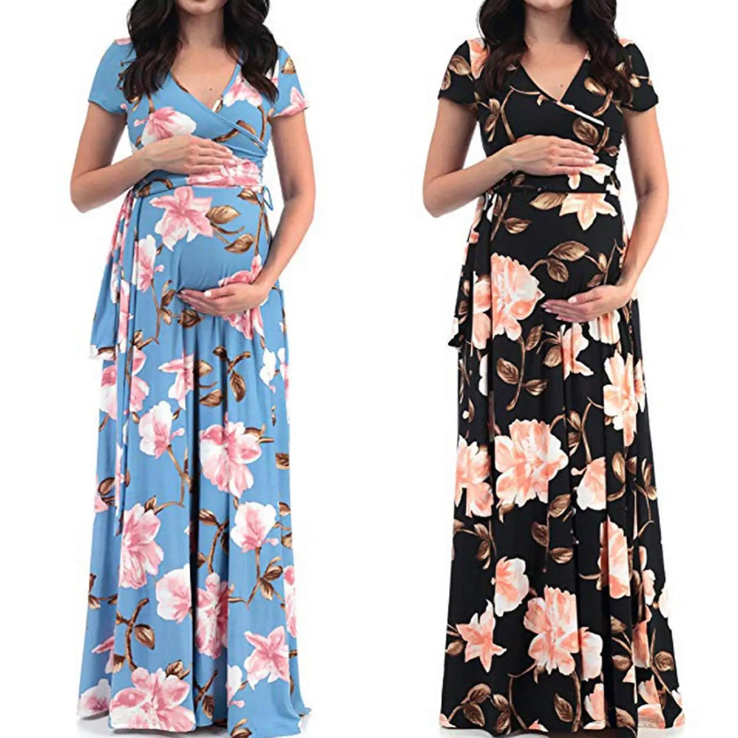 Floral Print Maternity Maxi Dress Fit4ABoss™