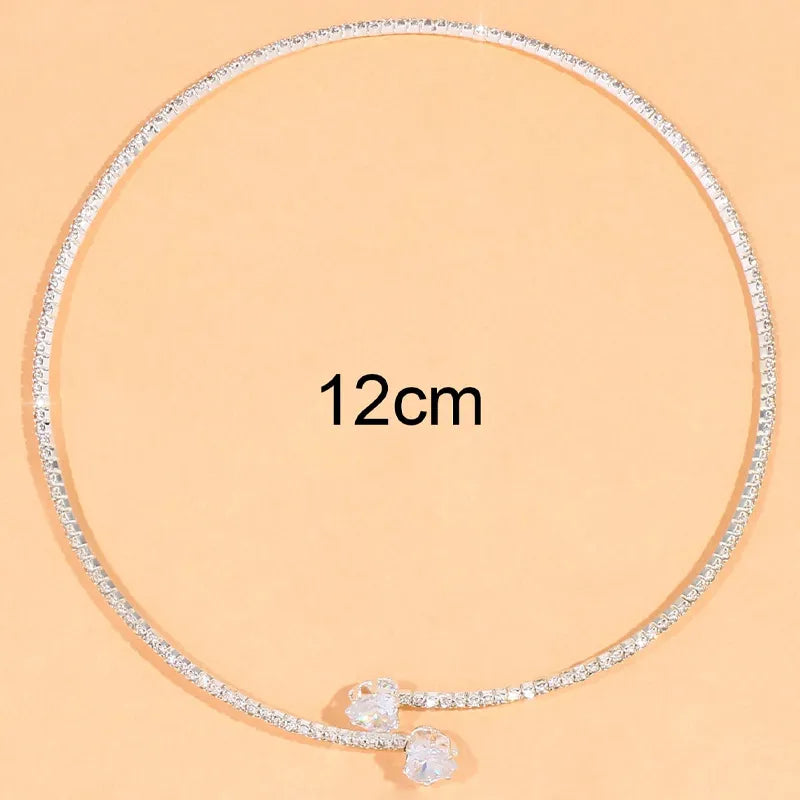 Rhinestone Heart Collar Choker Necklace  Fit4ABoss™