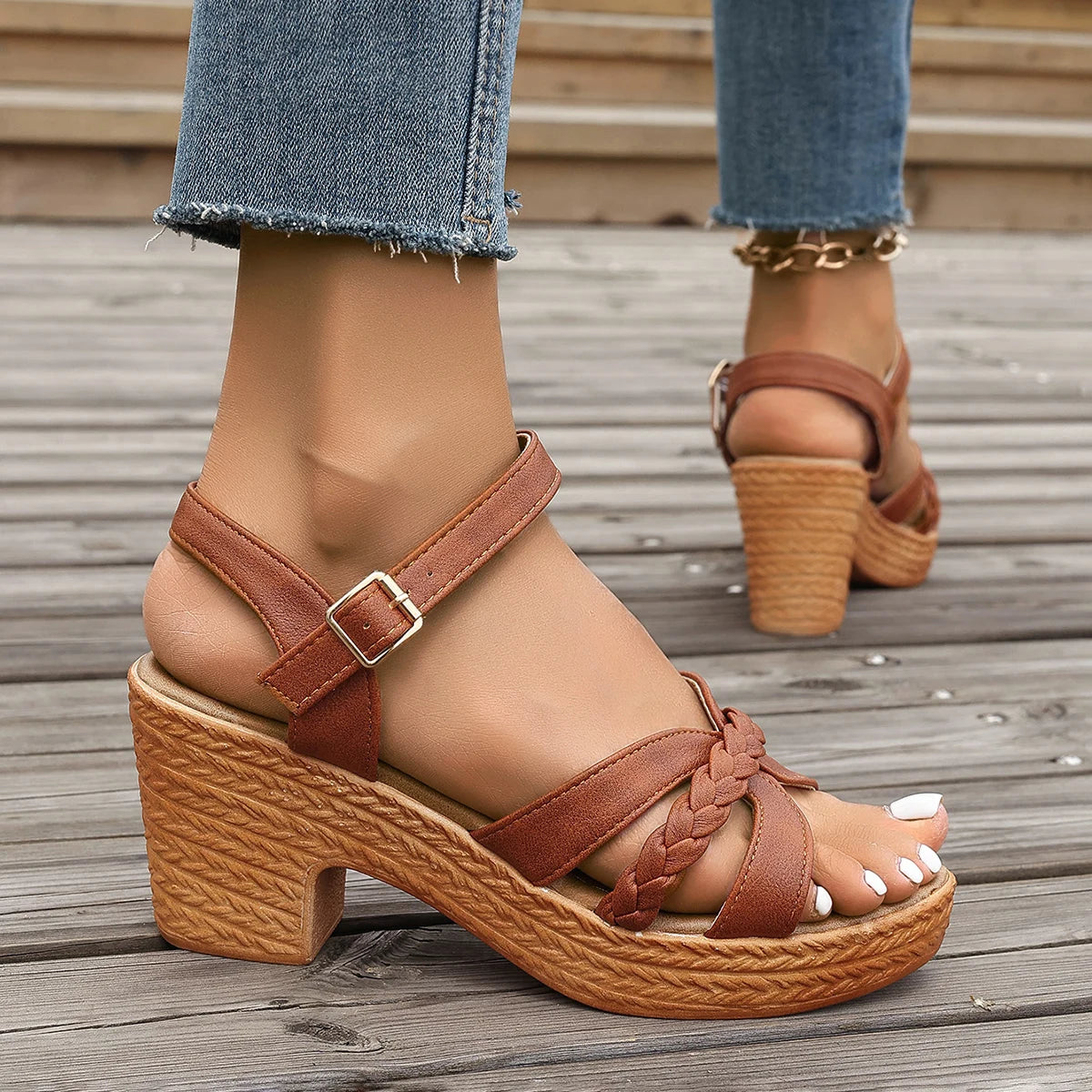 Ankle Strap Chunky Heeled Sandals Fit4ABoss™