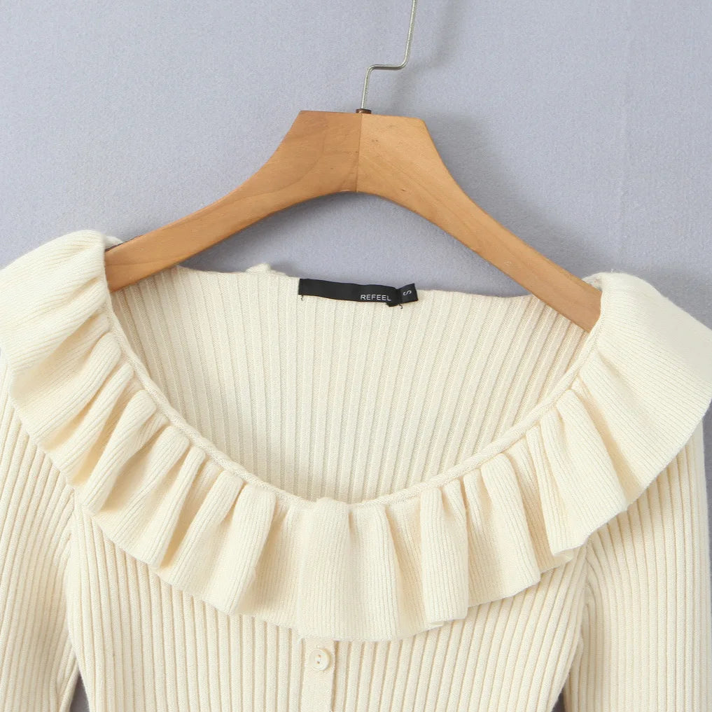 Ruffle Long Sleeve Knitted Jumper Fit4ABoss™