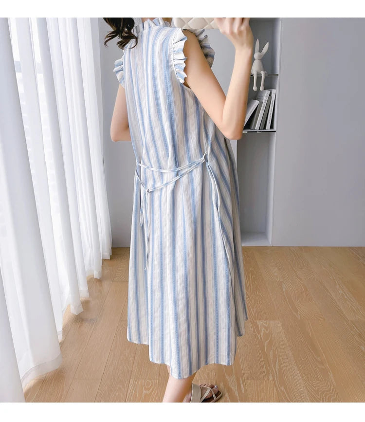 Striped Long Maternity Dress Fit4ABoss™