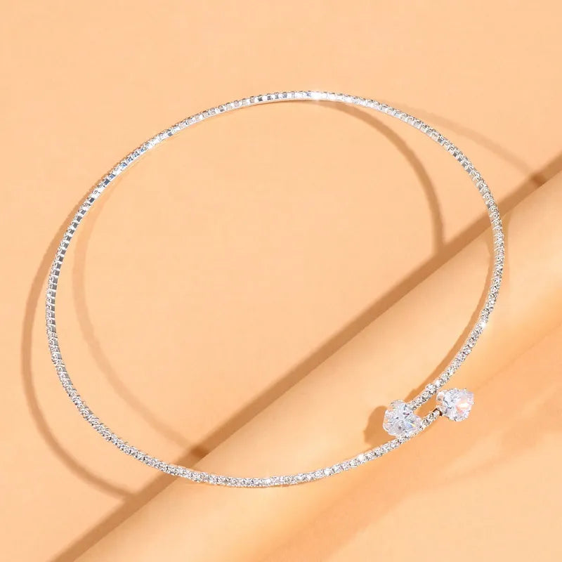 Rhinestone Heart Collar Choker Necklace  Fit4ABoss™