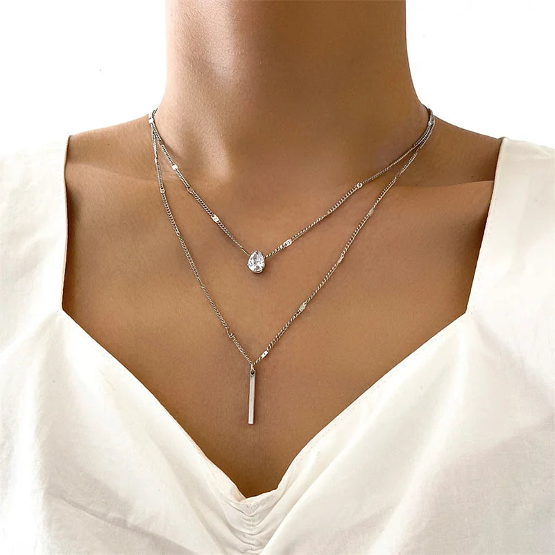 Crystal Zircon Charm Layered Necklace Fit4ABoss™