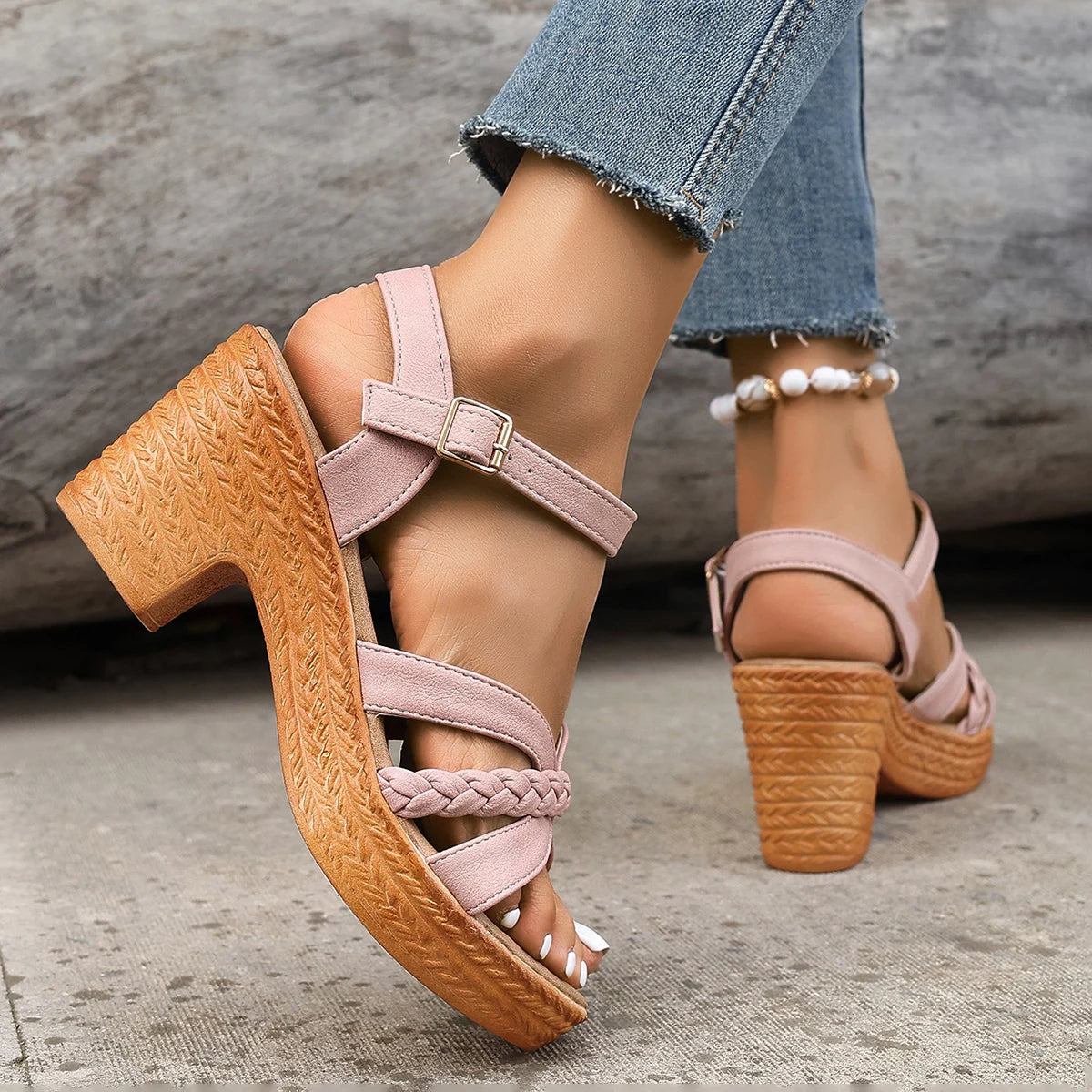 Ankle Strap Chunky Heeled Sandals Fit4ABoss™