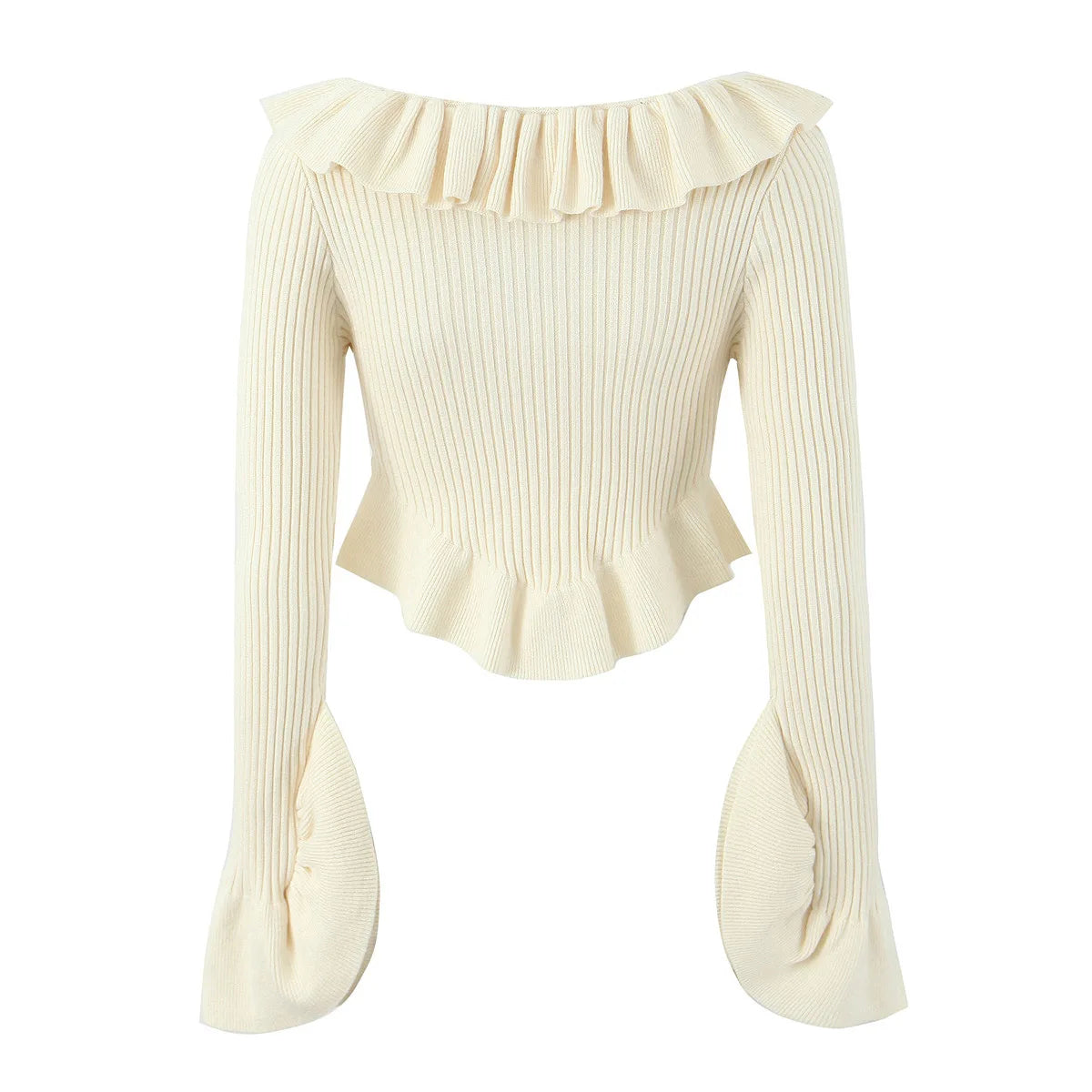 Ruffle Long Sleeve Knitted Jumper Fit4ABoss™