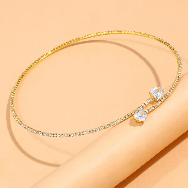 Rhinestone Heart Collar Choker Necklace  Fit4ABoss™